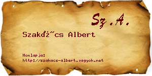 Szakács Albert névjegykártya